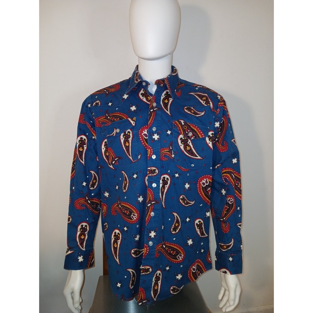 Vintage Cowboys Only Bacca Sportswear L Shirt Paisley Print Western Shirt 1980's